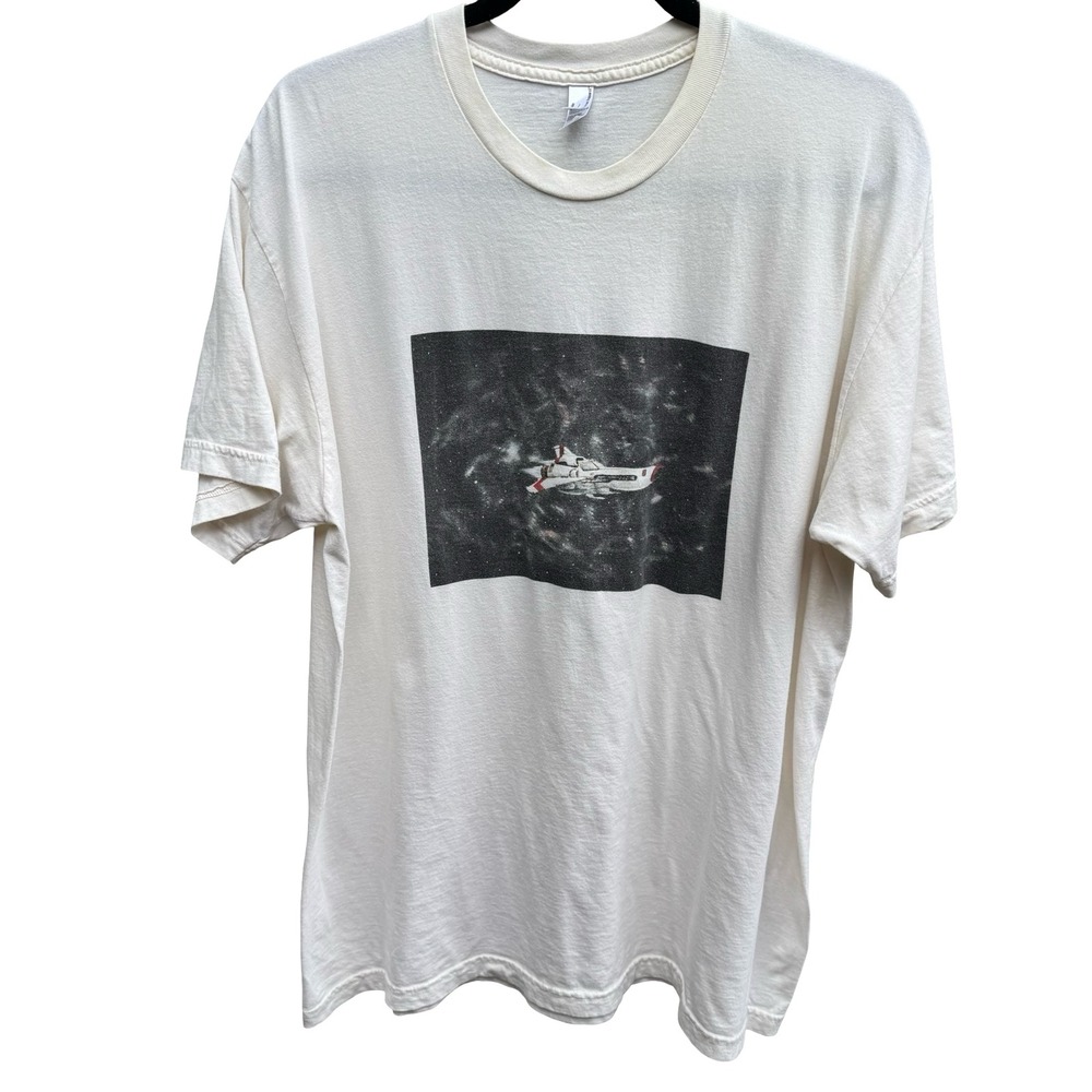 American Apparel Space Ship Sustainable Organic Cotton Graphic Tee White Mens XL